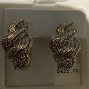 goldtone diamond earrings